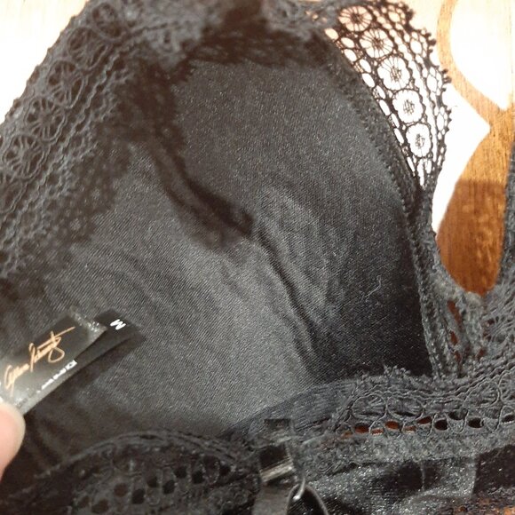 Velvet and lace wireless black boho whimsigoth bralette medium - Picture 3 of 9